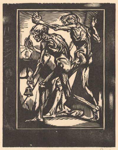 Dvě nahé mužské postavy se zvonkem a zhášečem svíček od Johannes Josephus Aarts (signed by artist)
