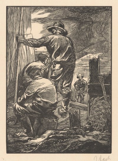 Čtyři dělníci u vody od Johannes Josephus Aarts (signed by artist)
