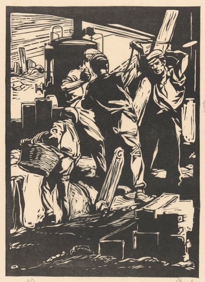 Čtyři pracovníci hráze od Johannes Josephus Aarts (signed by artist)