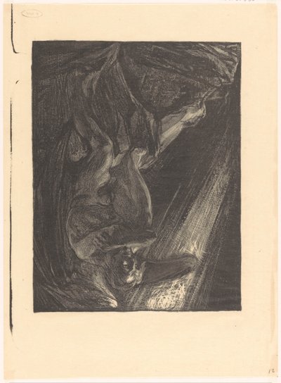 Padlý anděl sedí na skále od Johannes Josephus Aarts