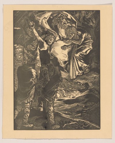 Macbeth a Banquo se setkají se třemi čarodějnicemi od Johannes Josephus Aarts