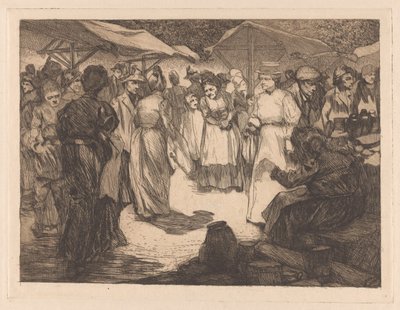 Tržní scéna s muži a ženami od Johannes Josephus Aarts