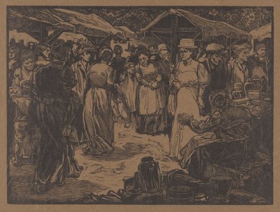 Tržní scéna s muži a ženami od Johannes Josephus Aarts