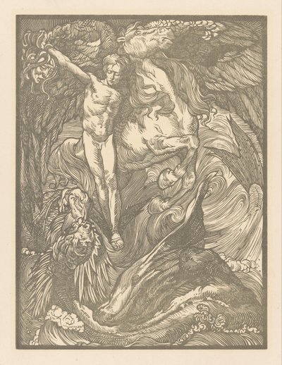 Perseus a mořská příšera Perseus a drak, tisk na holandský papír od Johannes Josephus Aarts