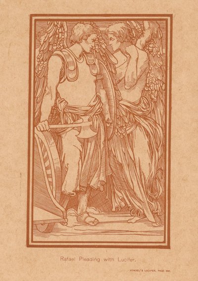 Raphael se snaží přivést Lucifera k rozumu Rafael Pleading with Lucifer (titul na předmětu) od Johannes Josephus Aarts