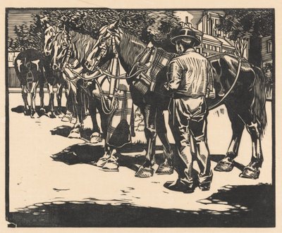 Jízda na koních na náměstí od Johannes Josephus Aarts