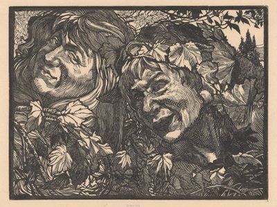 Dva Bacchantes obklopené vinnými listy od Johannes Josephus Aarts