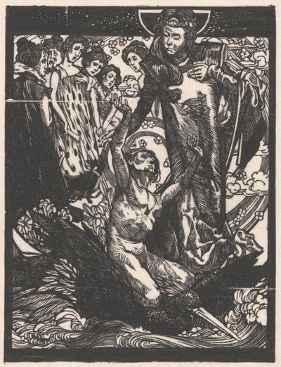Ženské postavy s mužem na ptačím hřbetě od Johannes Josephus Aarts
