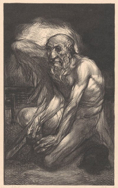Sedící vousatý muž s křídly od Johannes Josephus Aarts