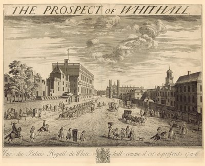 Plán Whitehallu, 1724 od Johannes Kip