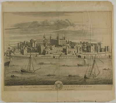 Londýnský Tower, pátá deska z knihy Britannia Illustrata od Johannes Kip