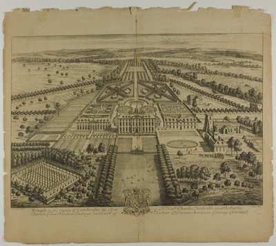 Wimple v hrabství Cambridge, deska 32 z Britannia Illustrata od Johannes Kip
