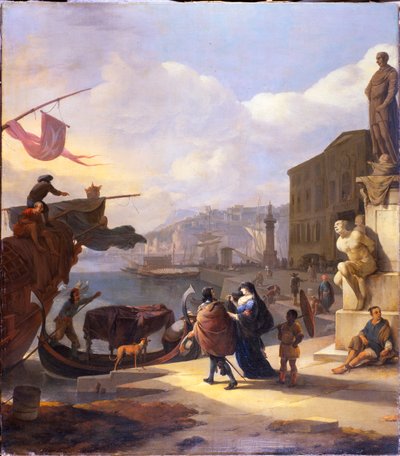 Capriccio ze středomořského přístavu od Johannes Lingelbach