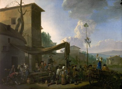 Vesnický festival, selské veselice mimo hostinec, počátek 50. let 17. století od Johannes Lingelbach