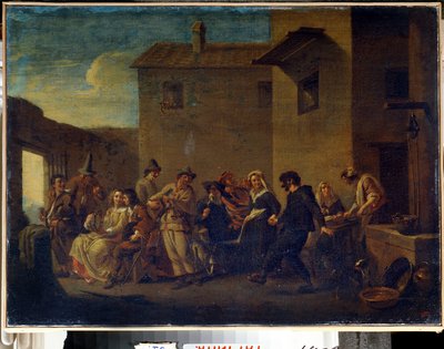 Karneval v Benátkách (Karneval v Benátkách). Obraz Johannes Lingelbach od Johannes Lingelbach
