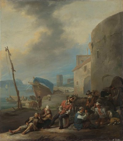 italský přístav od Johannes Lingelbach