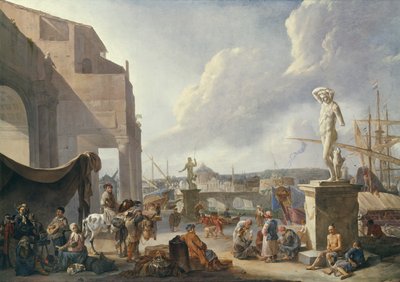 italský přístav od Johannes Lingelbach