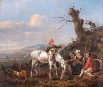 Krajina s odpočívajícími cestovateli (olej na dubovém panelu) od Johannes Lingelbach