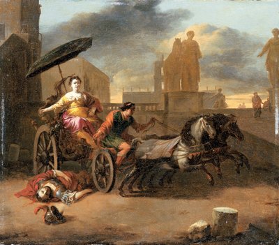 Smrt Servia Tullia s Tullií v jejím voze od Johannes Lingelbach