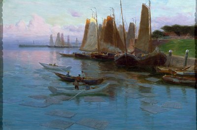 Rybářské lodě (olej na plátně) od Johannes Martin Grimelund