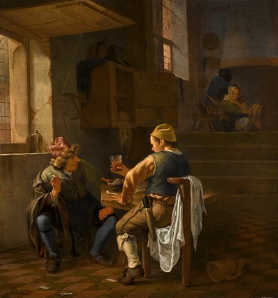 Scéna z hospody s kouřícími a popíjejícími rolníky od Johannes Natus