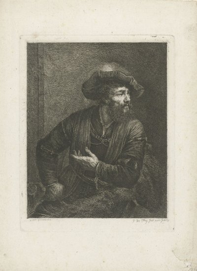 Portrét neznámého muže s opeřeným baretem od Johannes Pieter de Frey