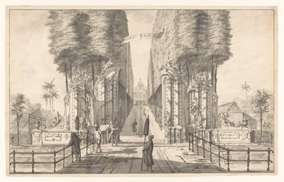 Pohled na venkovský dům Weltevreden v Batavia Weldt Vried (název na objektu) od Johannes Rach