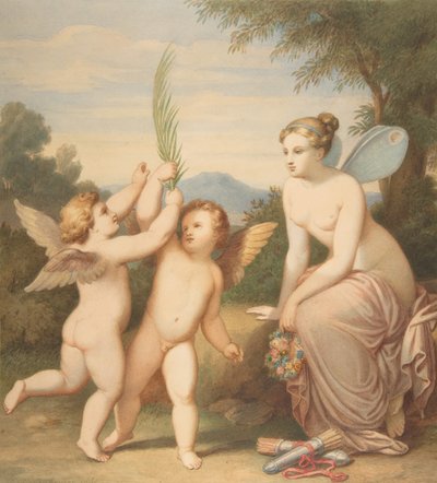 Eros a Anteros s pohledem psychiky na ně, 1810-60. od Johannes Riepenhausen