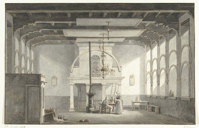 Sál v Kloveniersdoelen v Dordrechtu, kde se konala Národní synoda v letech 1618-1619, 1836 od Johannes Rutten (signed by artist)