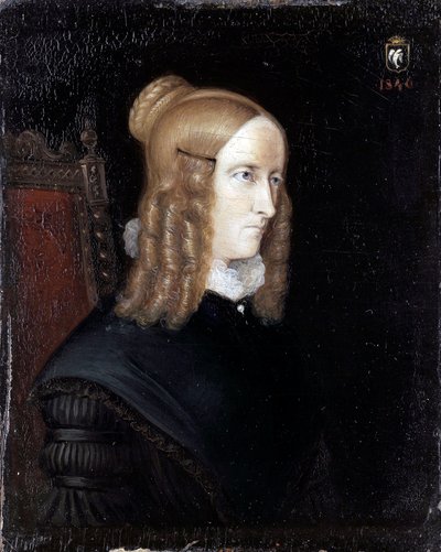 Portrét Annette von Droste-Huelshoff (Droste Huelshoff) (1797-1848) - obraz od Johanna Josepha Spricka (1808-1842) od Johannes Sprick
