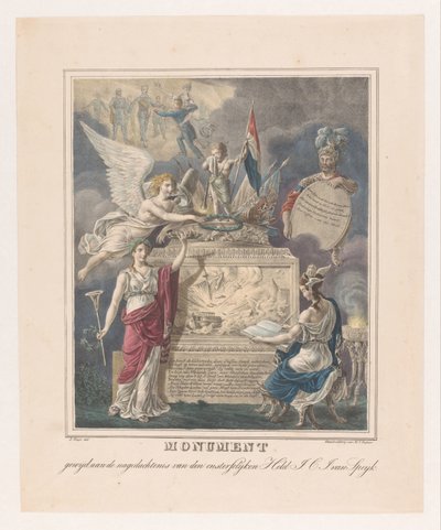 Alegorický pohřební pomník pro Jana Carela Josephus van Speijk Památník věnovaný památce nesmrtelného hrdiny J.C.J. van Speijk (název na objektu) od Johannes Steyn