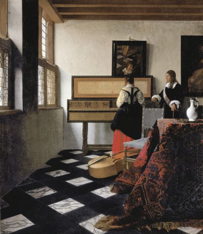 Dáma u panny s gentlemanem, "Lekce hudby od Johannes Vermeer