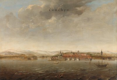 Pohled na Cochin na malabarském pobřeží Indie Pohled na Cochin na pobřeží Malabar v Indii Couchyn (název na objektu) od Johannes Vinckboons (attributed to)