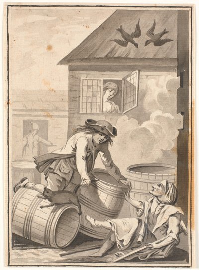 Jens Blok a Gunild. Ilustrace pro Ludvig Holberg: Peder Paars 1772. (2. kniha, 3. píseň) od Johannes Wiedewelt