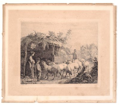 Stádo ovcí je zahnáno do stodoly od Johannes Wilhelm Zillen