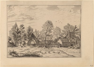 Farma s bránou od Johannes and Lucas van Doetechum after Master of the Small Landscapes