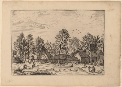 Farma s bránou od Johannes and Lucas van Doetechum after Master of the Small Landscapes