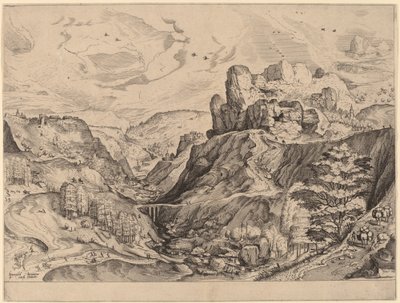 Alpská krajina od Johannes and Lucas van Doetechum after Pieter Bruegel the Elder