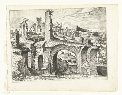 Pohled na Koloseum Římské ruiny, 1561 (název série) od Johannes of Lucas van Doetechum (attributed to)