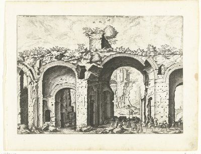 Druhý pohled na Diokleciánovy lázně Římské ruiny, 1561 (název série) od Johannes of Lucas van Doetechum (attributed to)