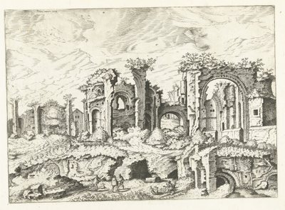 Čtvrtý pohled na ruiny na Palatinu Římské ruiny, 1561 (název série) od Johannes of Lucas van Doetechum (attributed to)