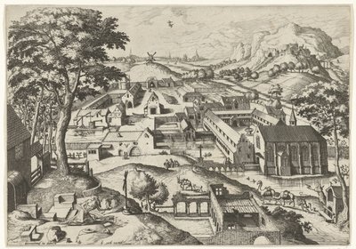 Krajina se svatým Jeronýmem hieronimus in deserto (název na objektu) Krajiny s křesťanskými příběhy (název série) od Johannes of Lucas van Doetechum
