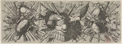 Panoply. Vlys s římskými pažemi, spodní část Panoplia sev armamentarium… (název série) od Johannes of Lucas van Doetechum