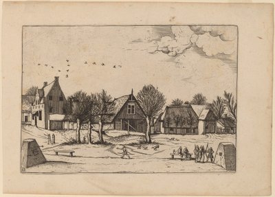 Venkovská vesnice od Johannes van Doetechum, the Elder and Lucas