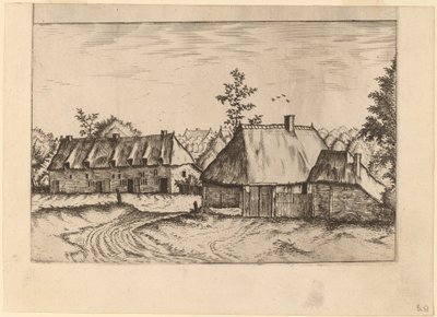 Farma a řada domů od Johannes van Doetechum, the Elder and Lucas