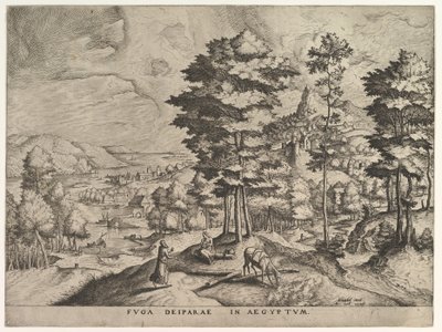 Útěk do Egypta Útěk bohyně do Egypta z Velké krajiny, ca. 1555-56. od Johannes van Doetecum I