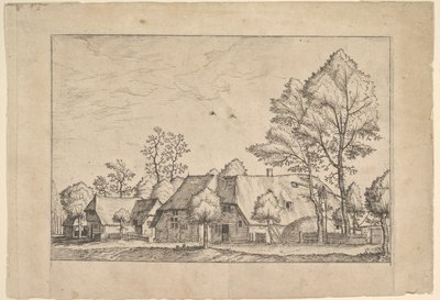 Velká farma s Draw Well od ikon statku a statku e..., ca. 1559-61. od Johannes van Doetecum I