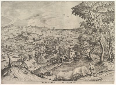 Belgický vůz Plaustrum Belgicum z Velké krajiny, ca. 1555-56. od Johannes van Doetecum I