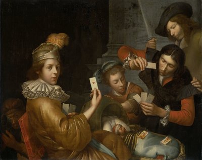 Karetní hra na kolébce: Alegorie od Johannes van Wijckersloot (attributed to)