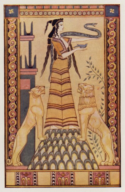 Hadí bohyně z Kréty (barevná litografie) od John (after) Duncan